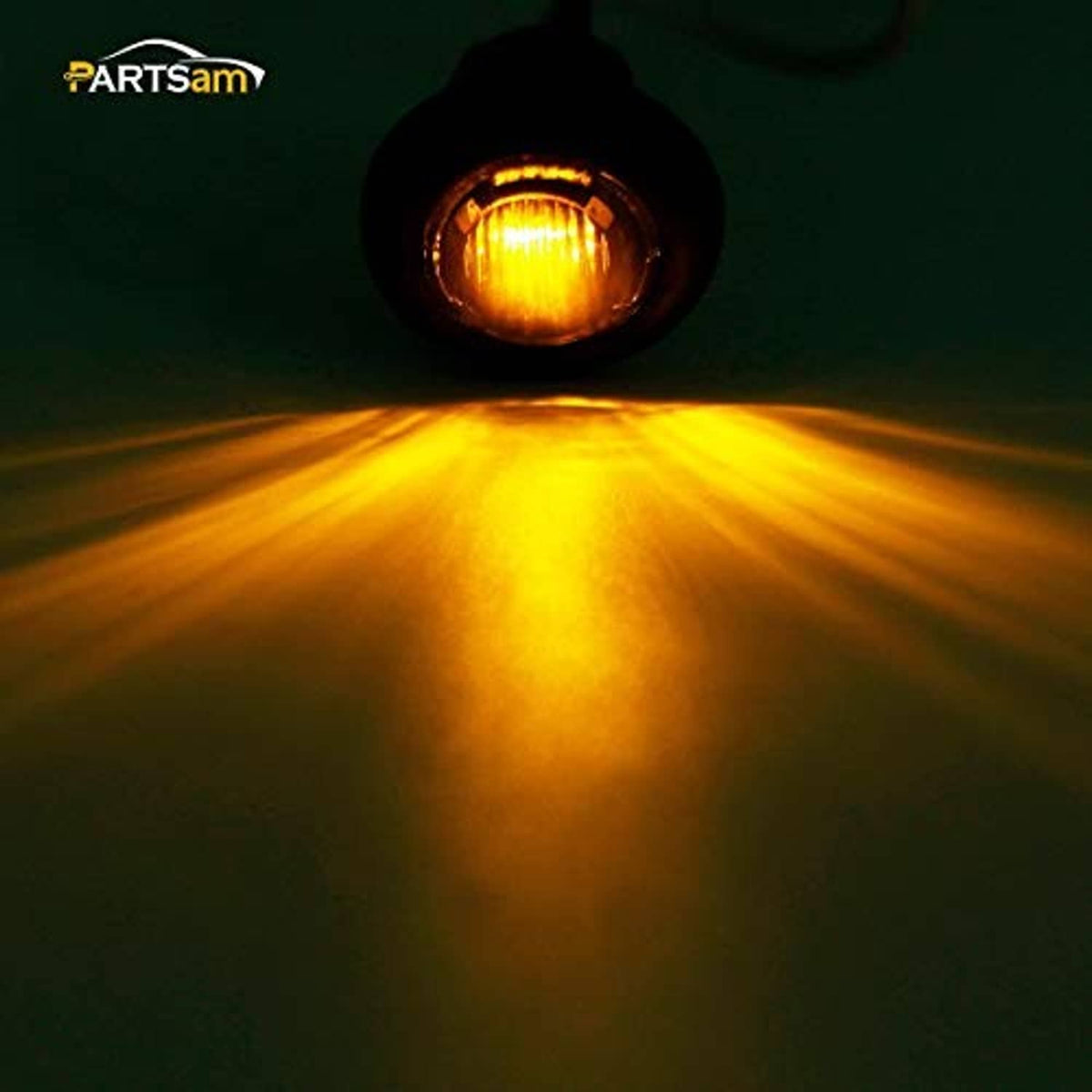 Single round LED marker light with amber glow and black bezel