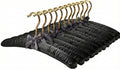 Fabric padded clothing hangers set with black soft cover and gold curved hooks