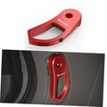 Red hood latch release lever handle bracket, aluminum, with mounting hole.