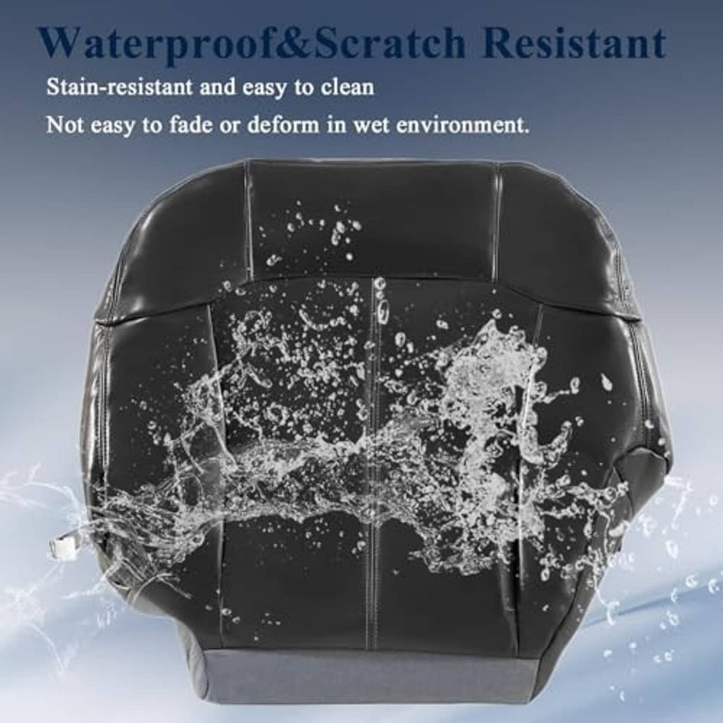 Front driver-side seat bottom cover with foam cushion, dark gray with water spray