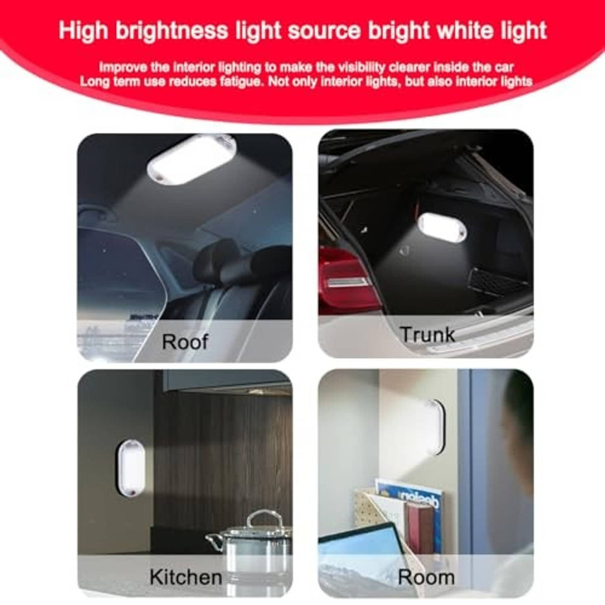 Oval white LED dome light mounted in an interior space, bright illumination