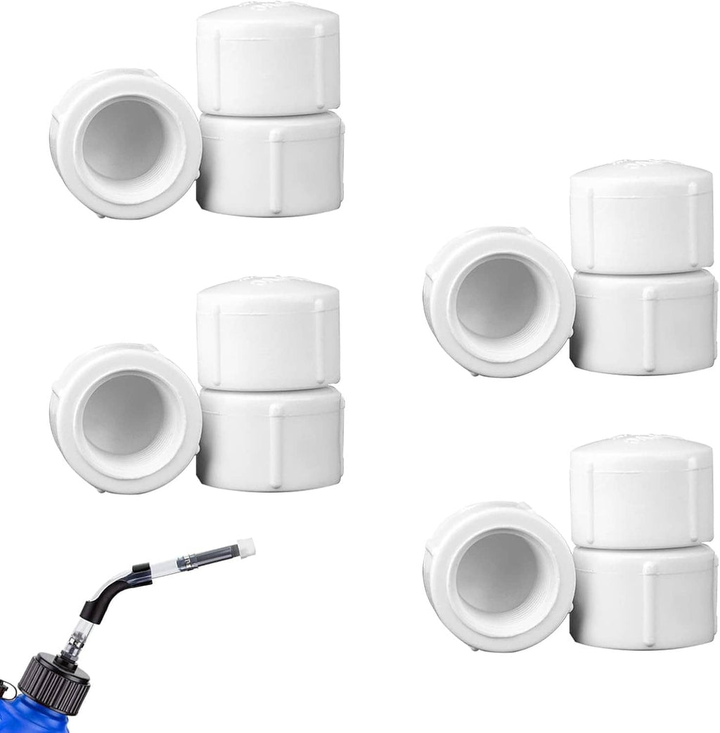Set of white fuel jug hose caps with open ends for VP racing fuel jugs