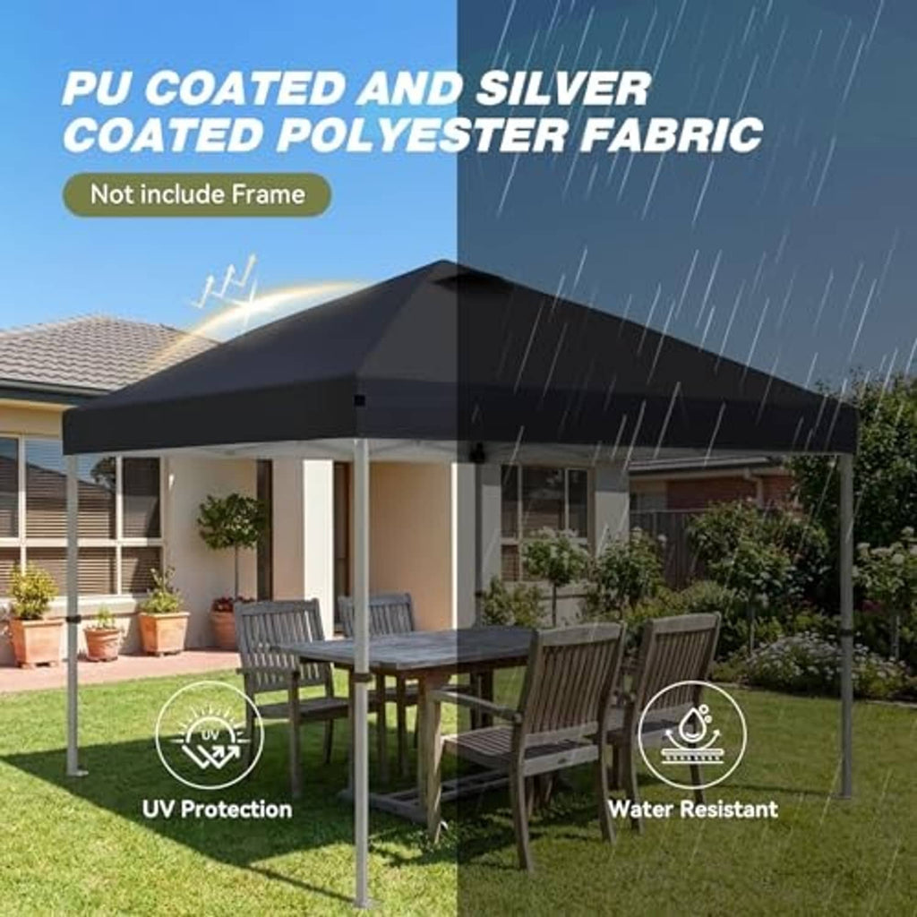 Black canopy top with peaked roof, PU-coated waterproof fabric look