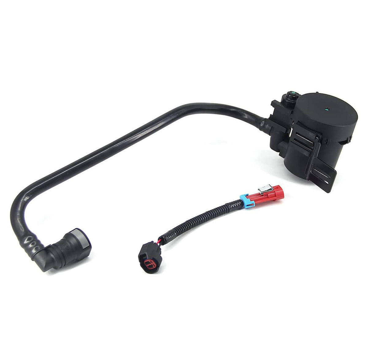 Vapor canister vent solenoid valve with wiring harness and black vacuum tubing