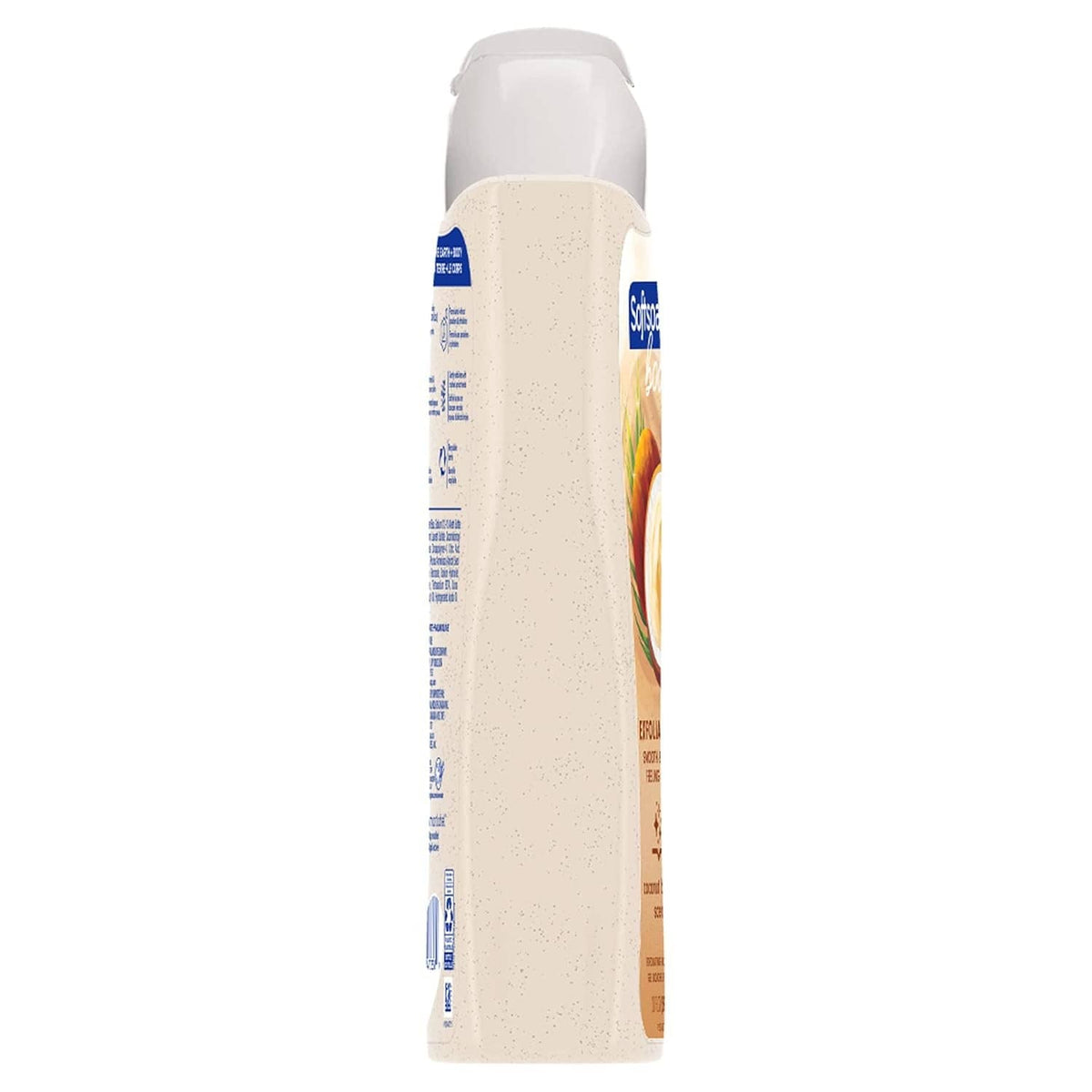 Softsoap body scrub bottle side view, coconut butter, 20 fl oz