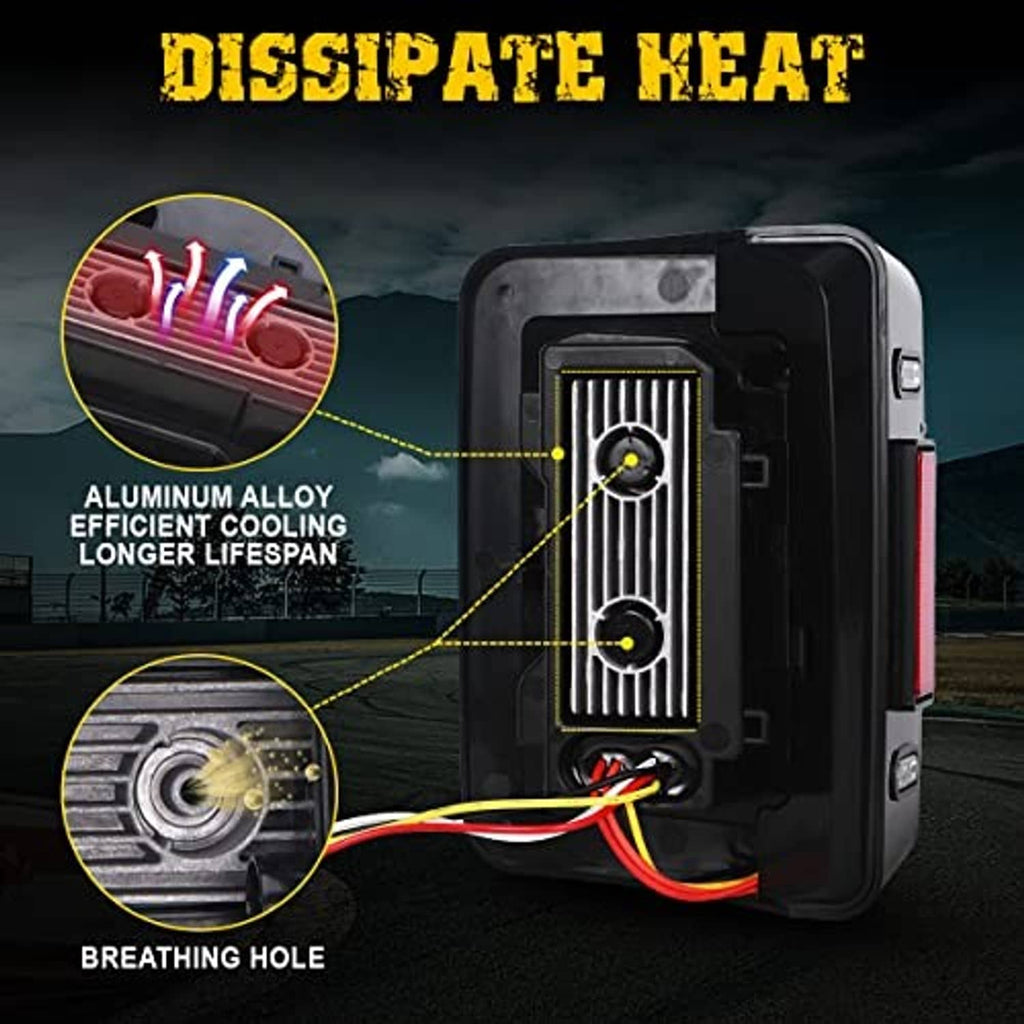 LED taillight housing with internal cooling fans and vent for heat dissipation
