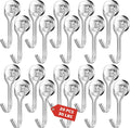 20-pack silver swivel magnetic hooks with curved J hangers, set of multiple hooks