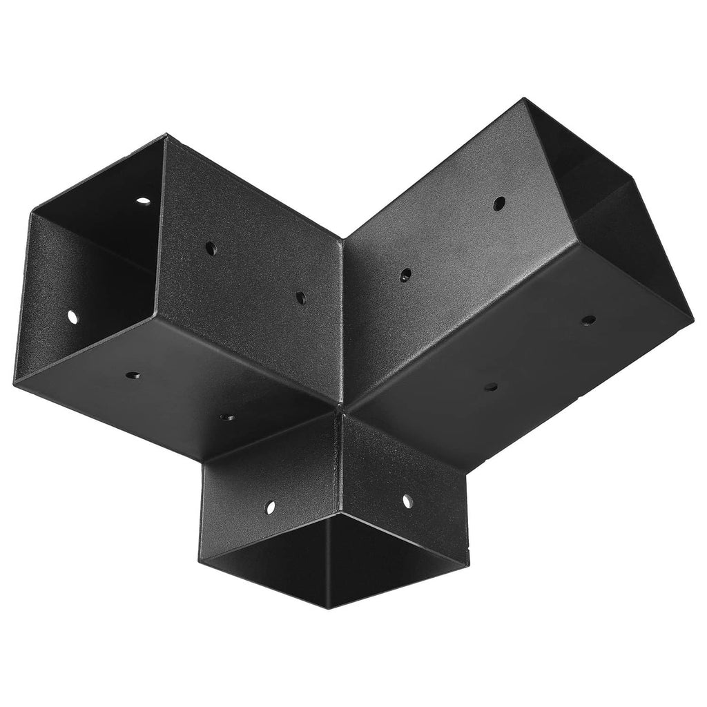 3-way slanted pergola post bracket kit, dark steel with mounting holes