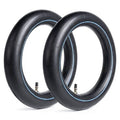 Pair of black dirt bike inner tubes with blue stripe and straight TR4 valve stems