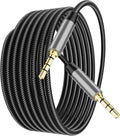 3.5mm 4-pole audio aux cable with black nylon braided cord and gold-plated connectors
