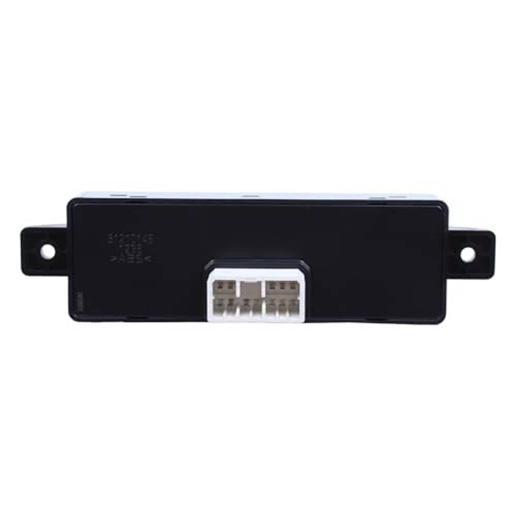 Black power seat switch module with white multi-pin electrical connector and side tabs