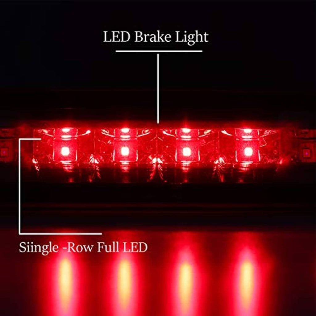 LED brake light bar with multiple bright red LEDs in a single row