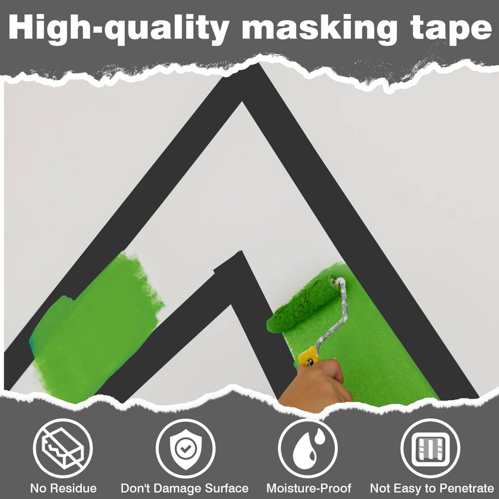 Black masking tape with quality and protection icons