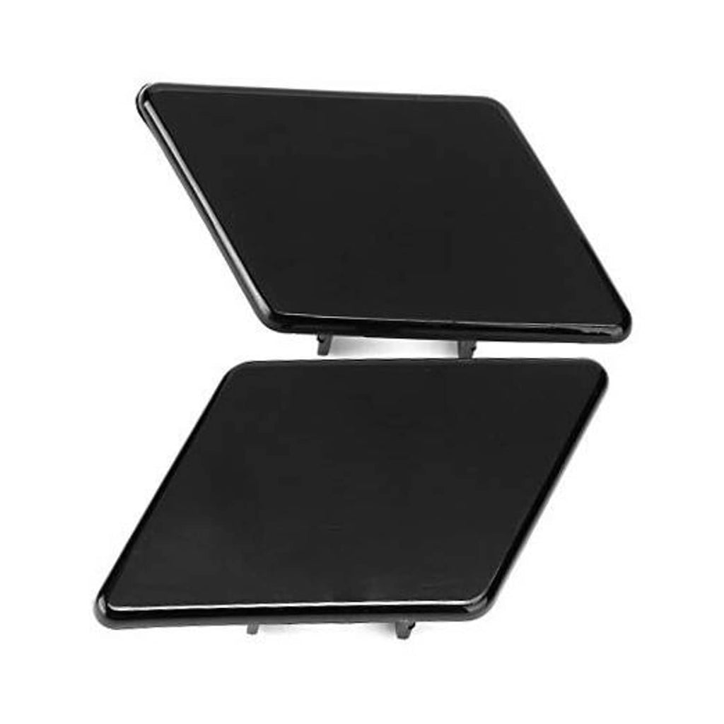 Headlight washer nozzle replacement cover pair, black, two hinged panels
