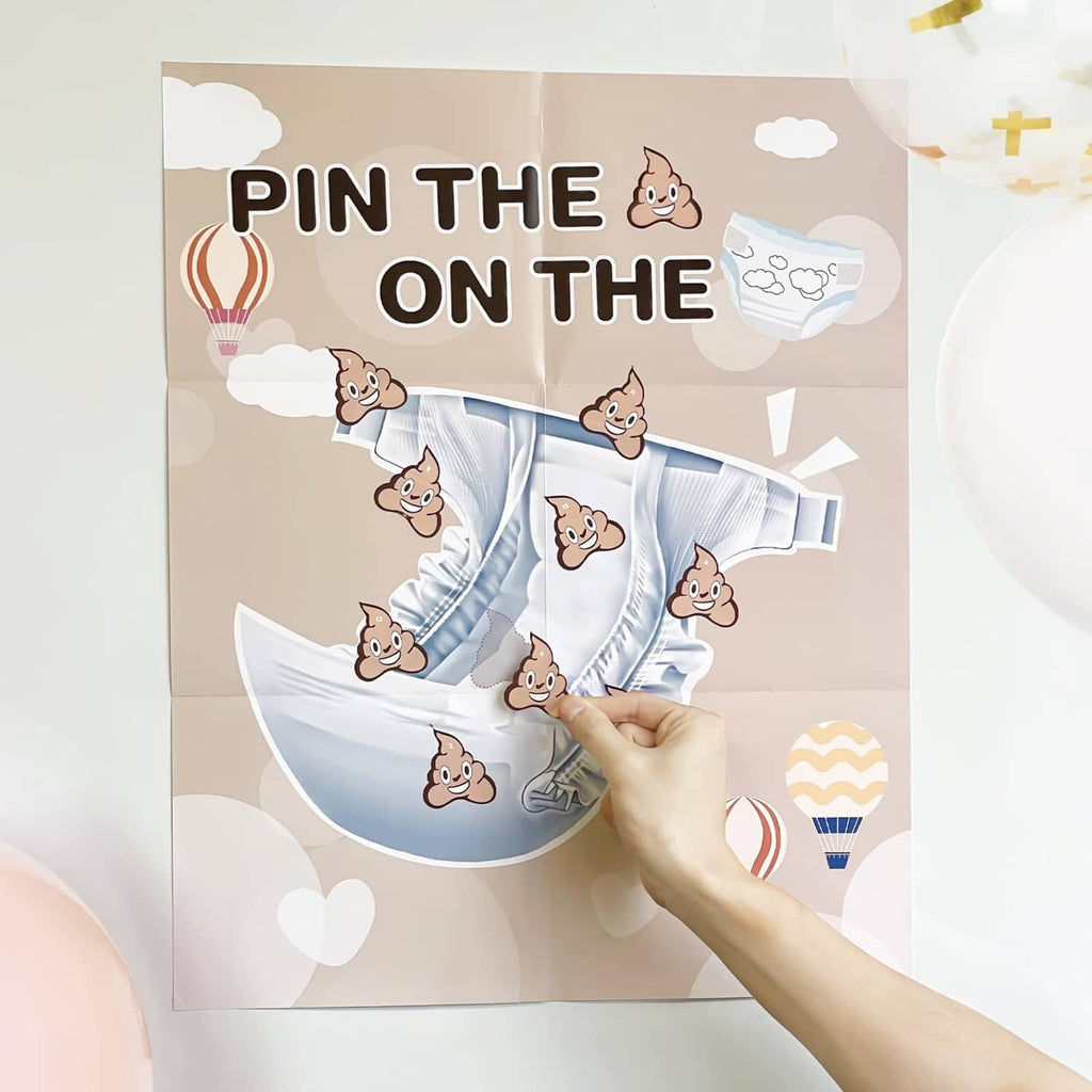 RivetOak TYHJOY Baby Shower Party Games, Pin the Sticker on Diaper