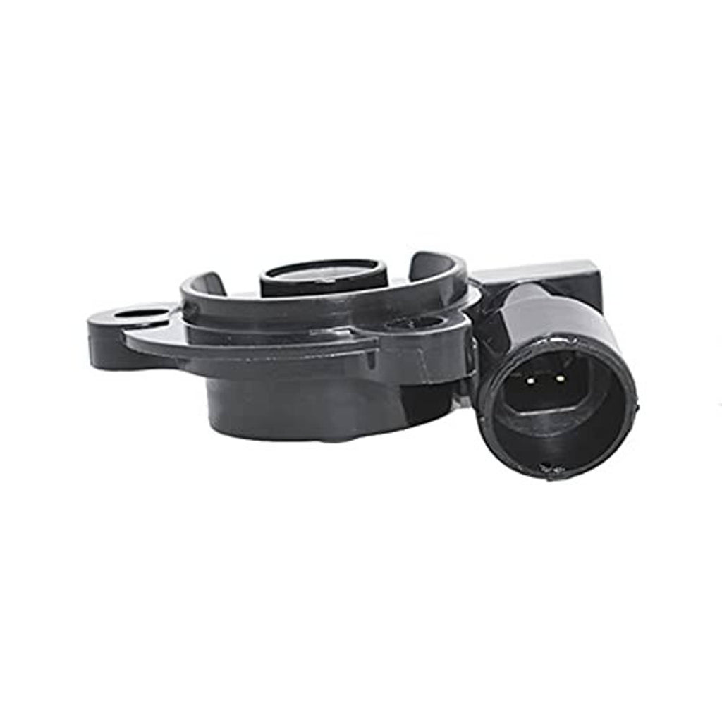 Throttle position sensor rear view with round electrical socket and black plastic housing