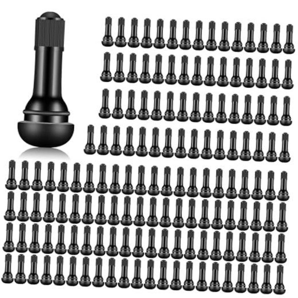 Black snap-in rubber tire valve stems set, 150-pack