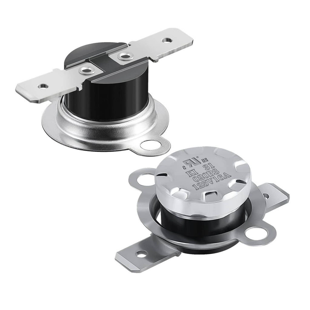 Thermal switch with black housing and silver metal mounting tabs