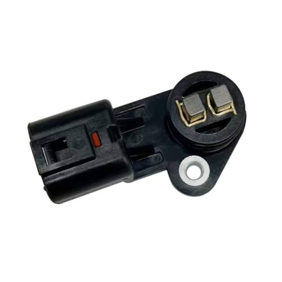 Long camshaft position sensor close-up with gold contact terminals