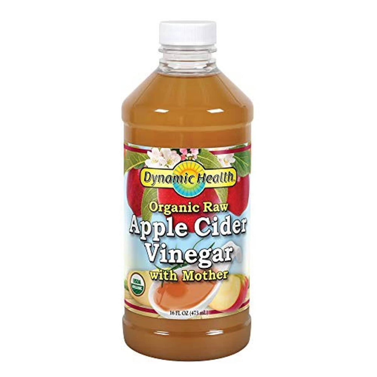 Dynamic Health organic raw apple cider vinegar bottle with mother, 16 fl oz