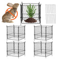 Black metal mesh plant protector cage set (4-pack) with ground spikes