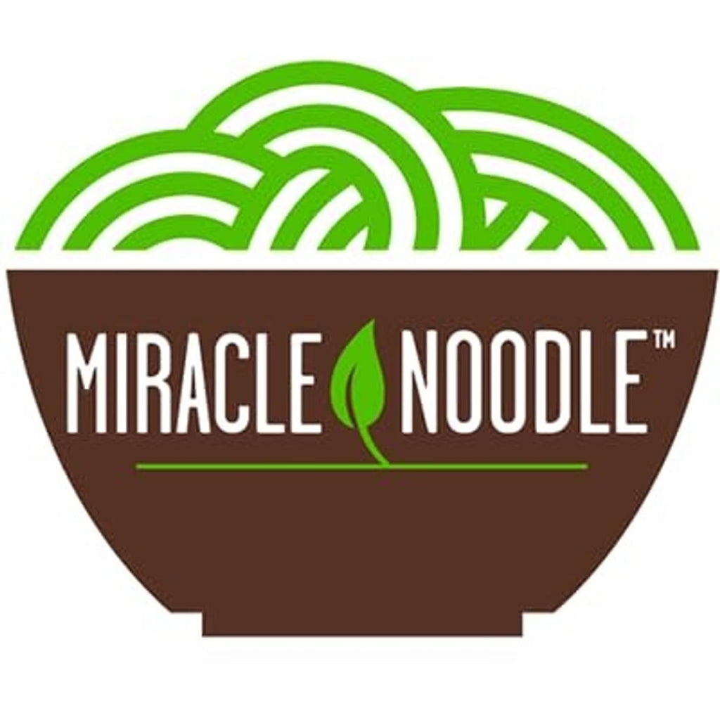 Miracle Noodle logo with green wave and brown bowl graphic