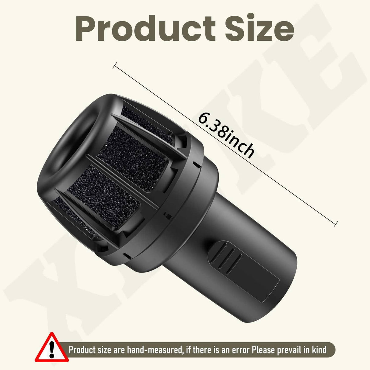 Black cylindrical wet/dry vac muffler diffuser with two foam mesh pads