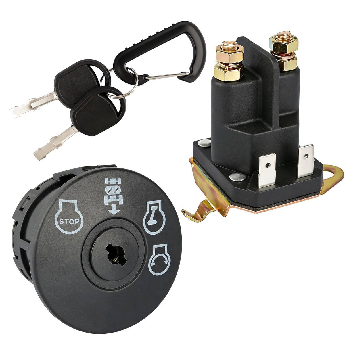 Black ignition switch with two keys and black key cylinder