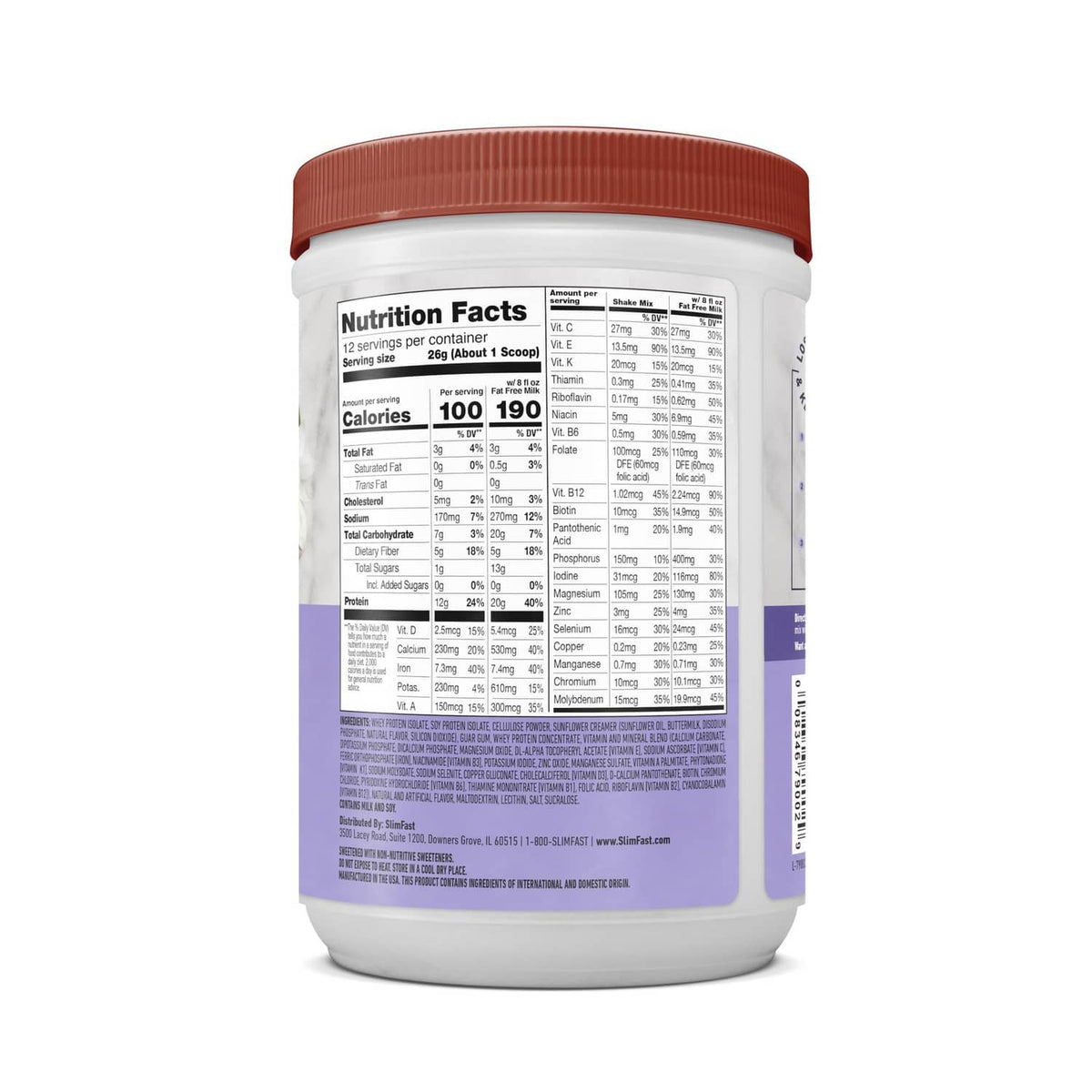 High-protein vanilla cream tub back Nutrition Facts table