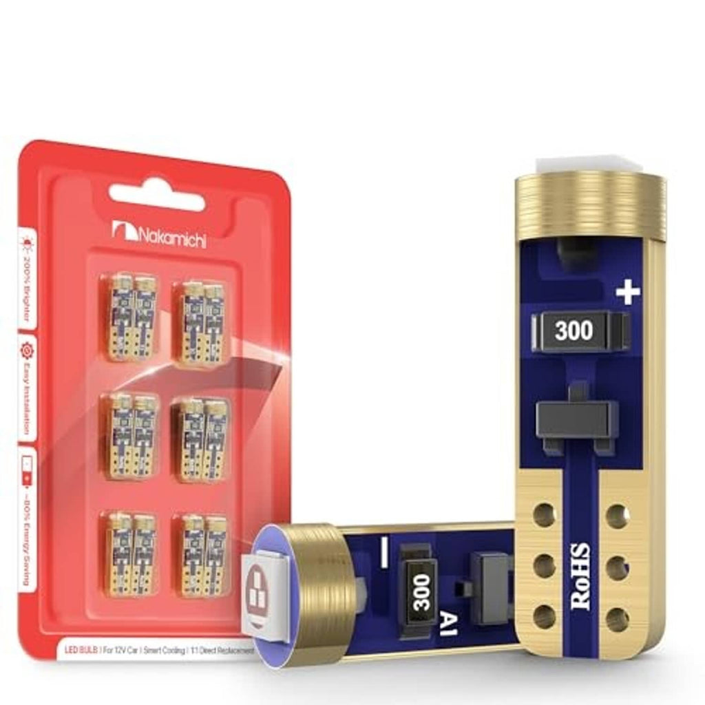 Nakamichi T5 LED instrument bulb blister pack featuring a single bulb and 300 marking