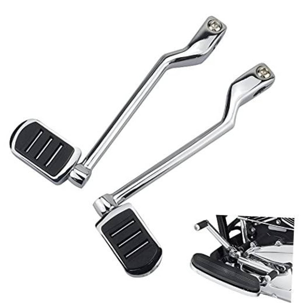 Chrome heel-toe shift pegs with black rubber foot pads and front/rear levers