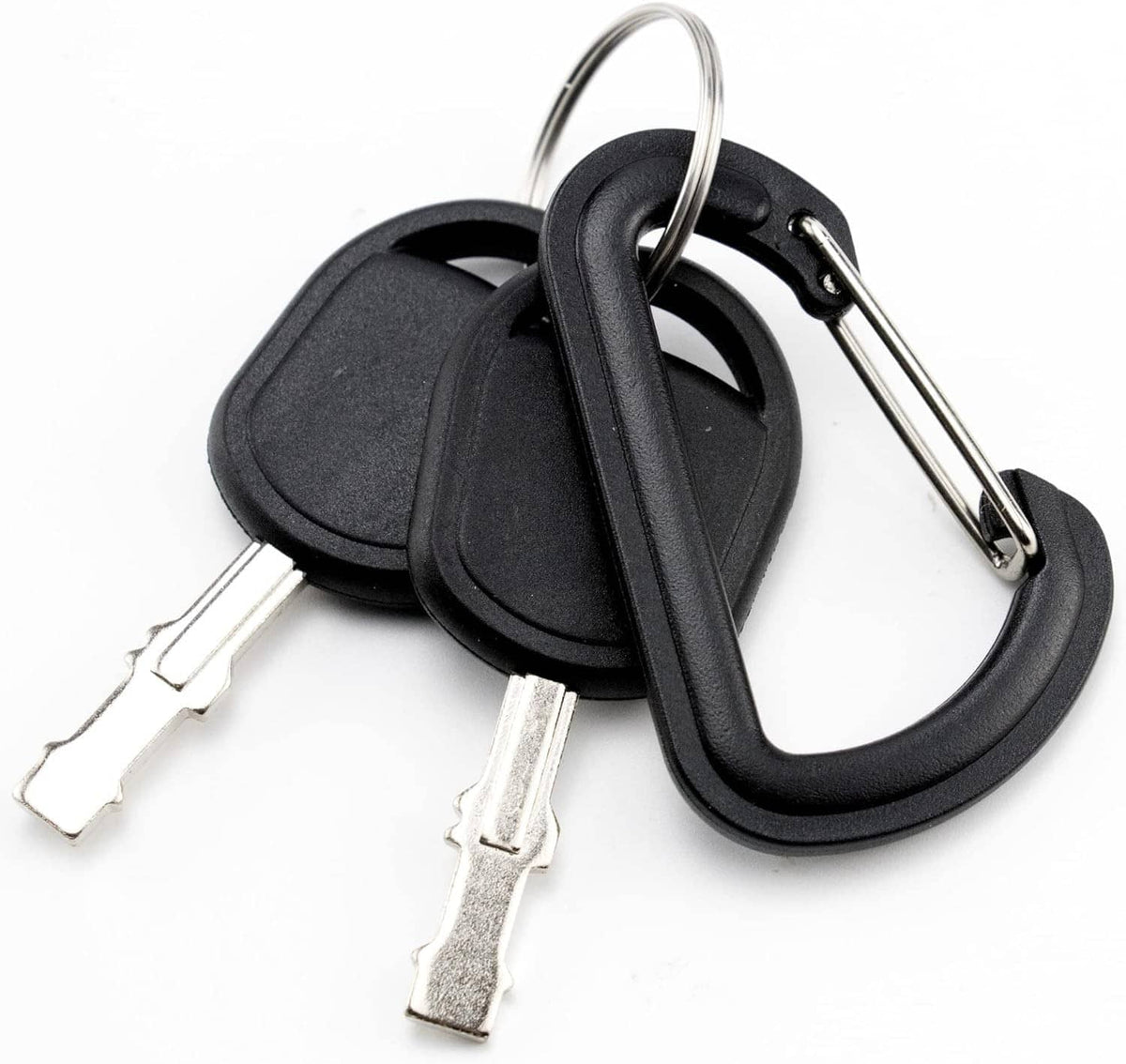 Black key set with three metal keys on a key ring
