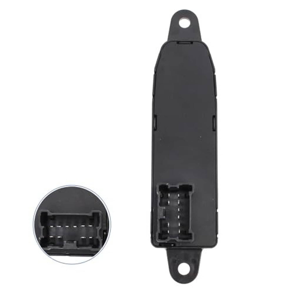 Power seat control switch, black rectangular switch with mounting tab and connector pins