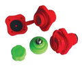 Multi-Valve airhead valve set with red and green caps, including base and nozzle pieces