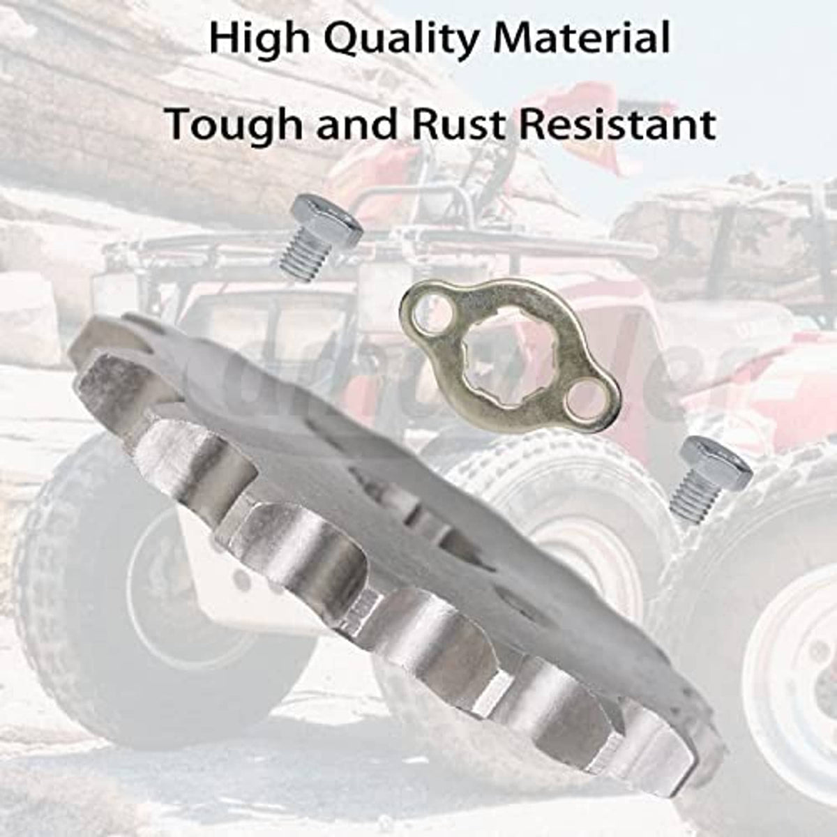 Front sprocket gear with mounting plate and bolt screws