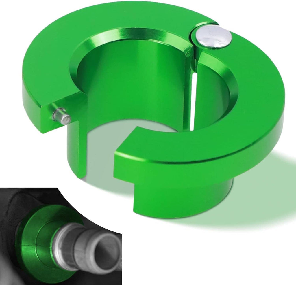 Green heater hose disconnect clamp tool with side lever and metal locking pin