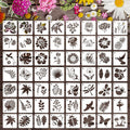 Bottom rows of black butterfly and flower stencils on white square cards