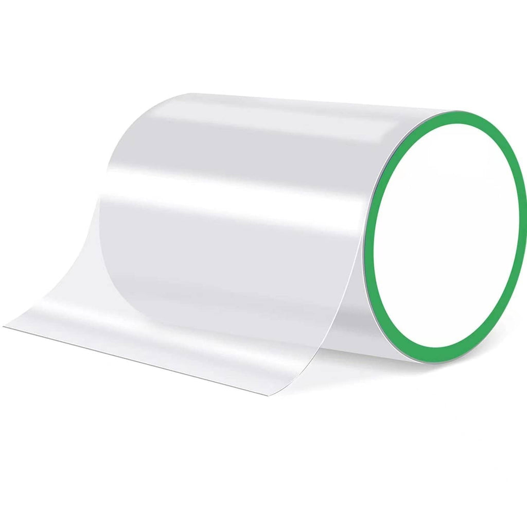 Clear door scratch protector film, rolled with green edging