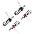 Amplifier binding post terminals set, silver metal with black and red insulators