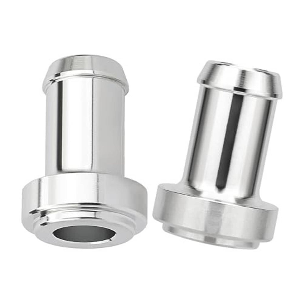 5/8 in hose barb tail nipple with weld end, polished silver metal adapter