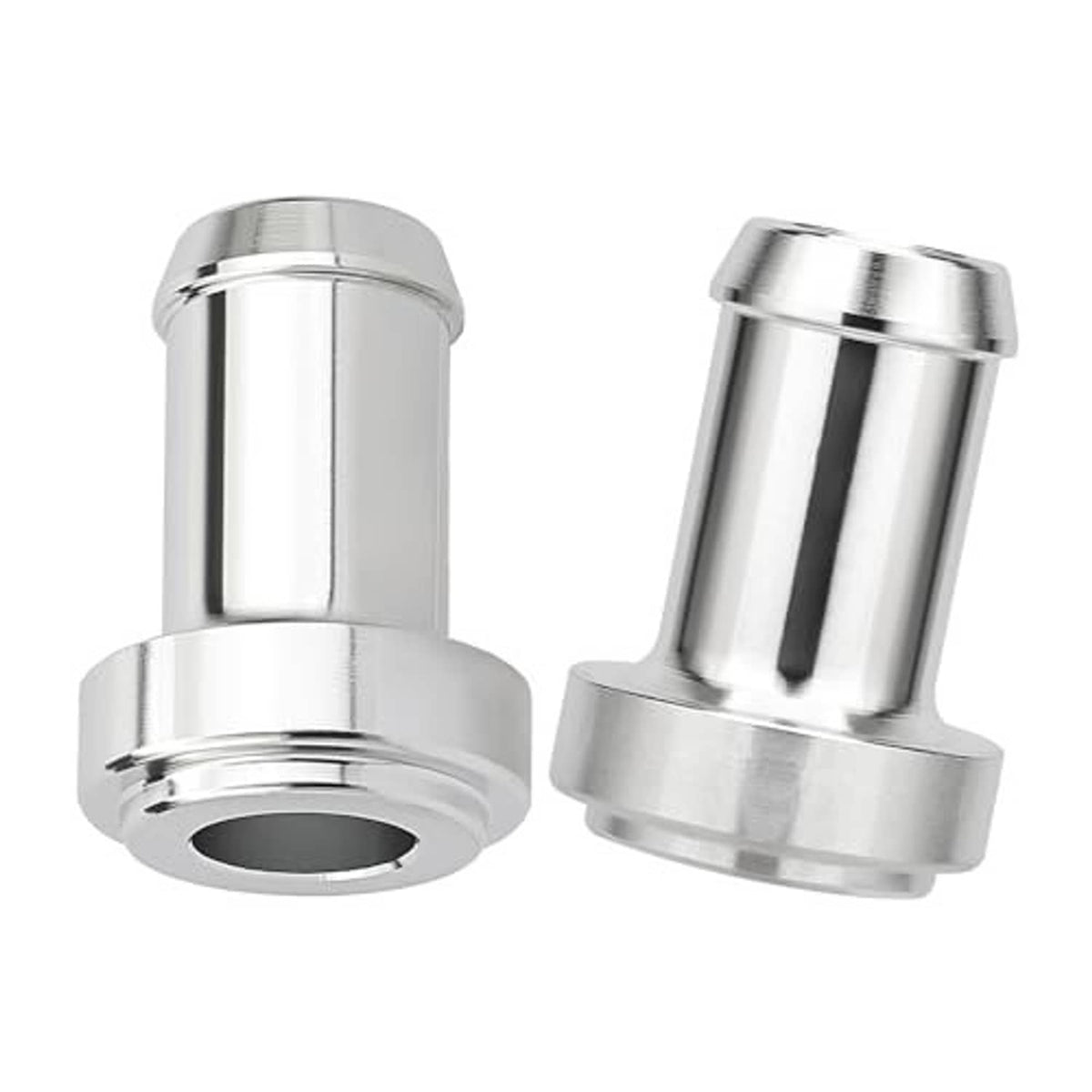 5/8 in hose barb tail nipple with weld end, polished silver metal adapter