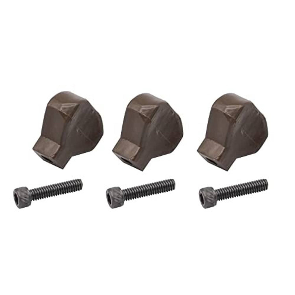 Dark brown clutch buttons with threaded mounting bolts, three-piece set
