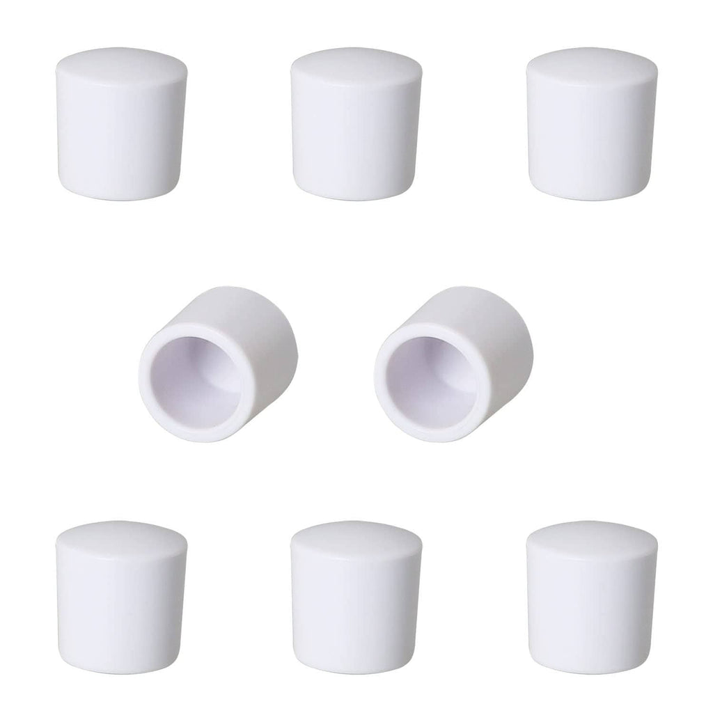 White rubber door stop bumper tips, cylindrical caps (8-pack)