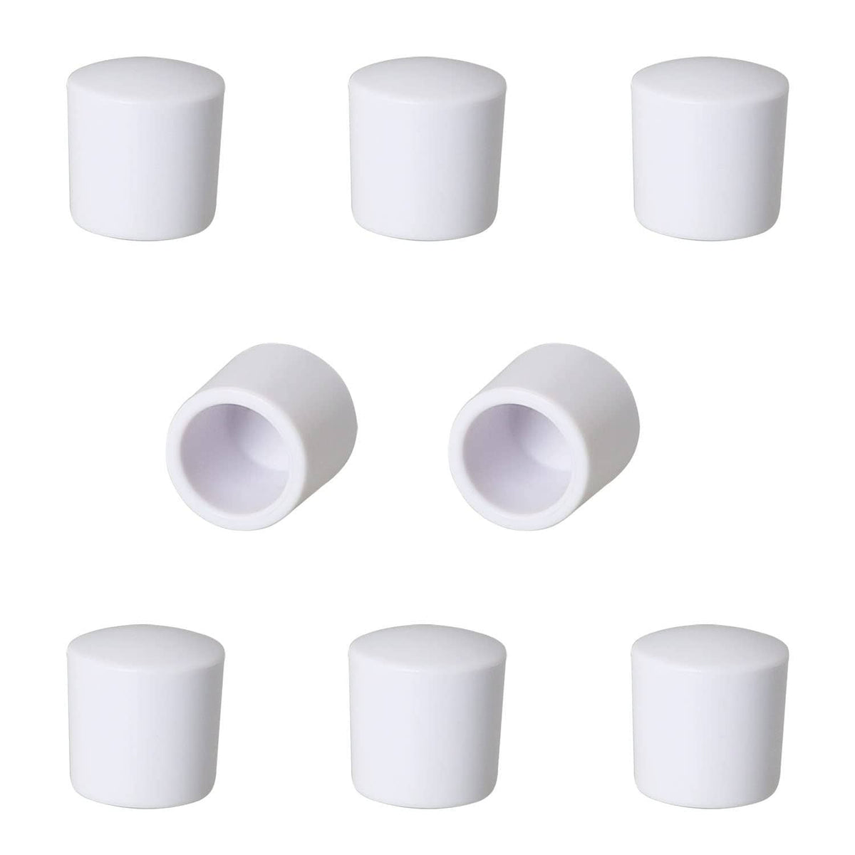 White rubber door stop bumper tips, cylindrical caps (8-pack)