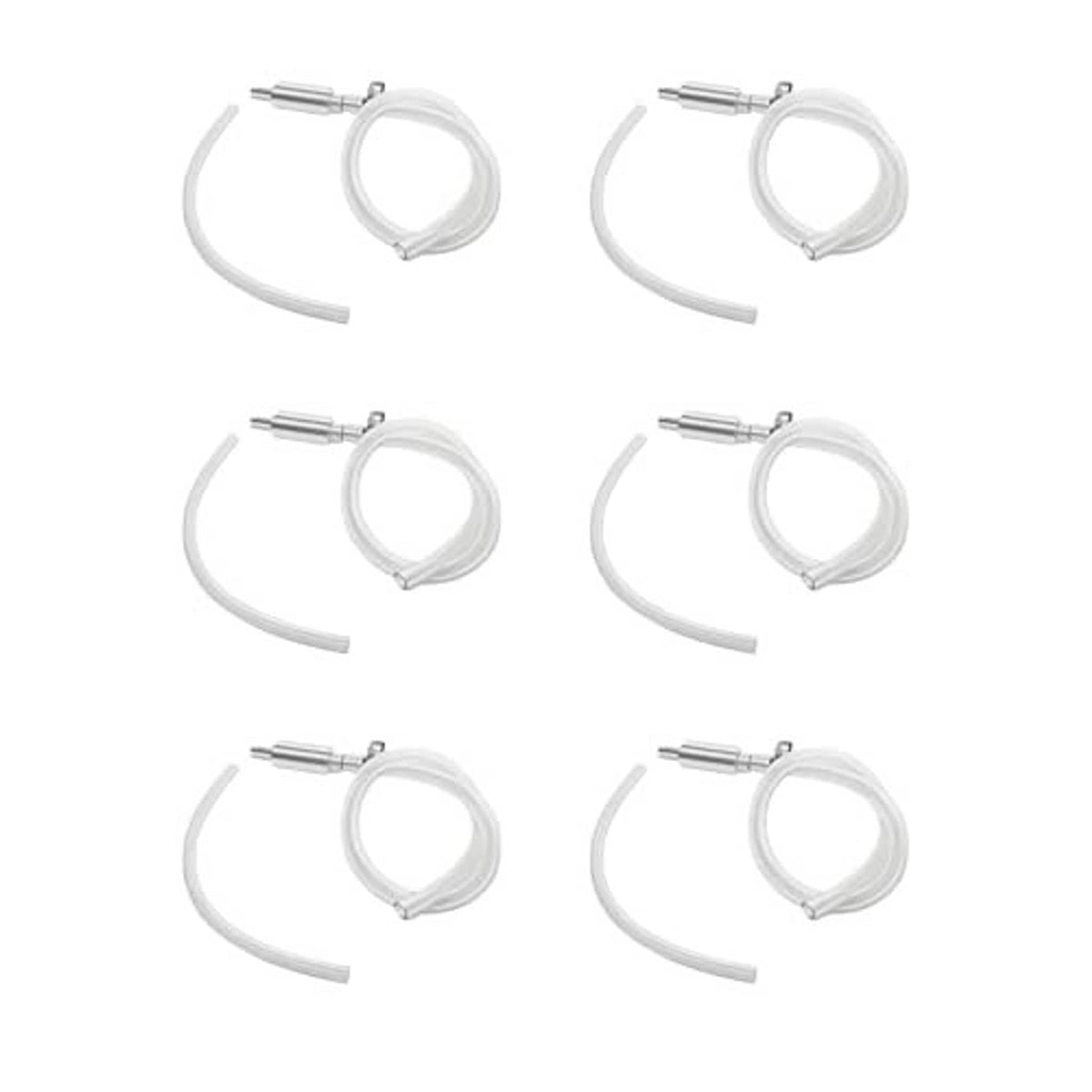 Six-piece brake bleeder hose kit showing white hoses with metal fittings and one-way check valve