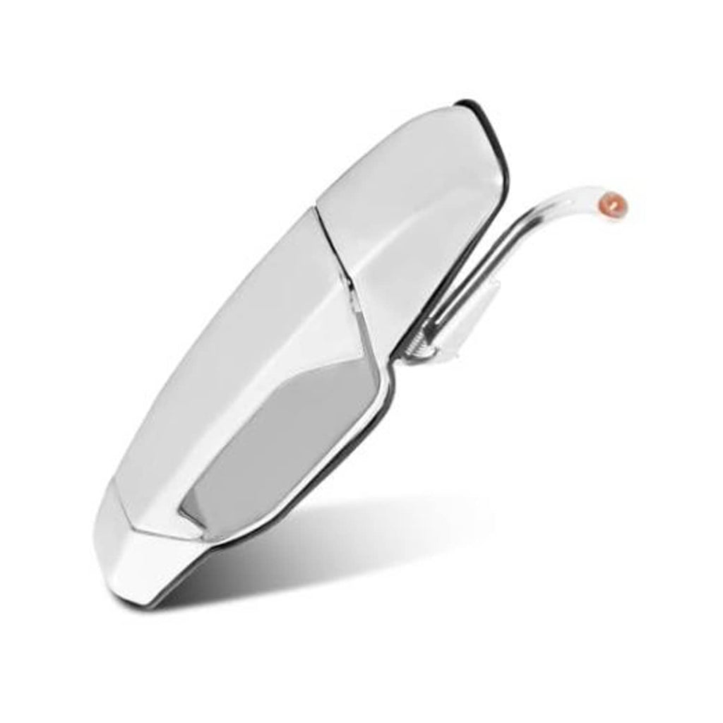 Exterior door handle with white finish and chrome lever for rear right passenger side