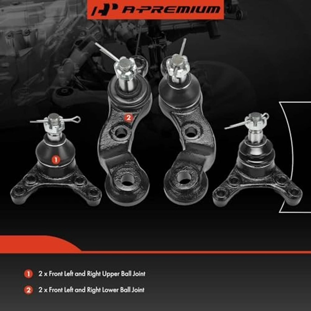 Front ball joint kit with four upper and lower joints and metal mounting brackets