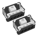 Joinfworld 4-way power distribution block, black housing with four silver screw terminals