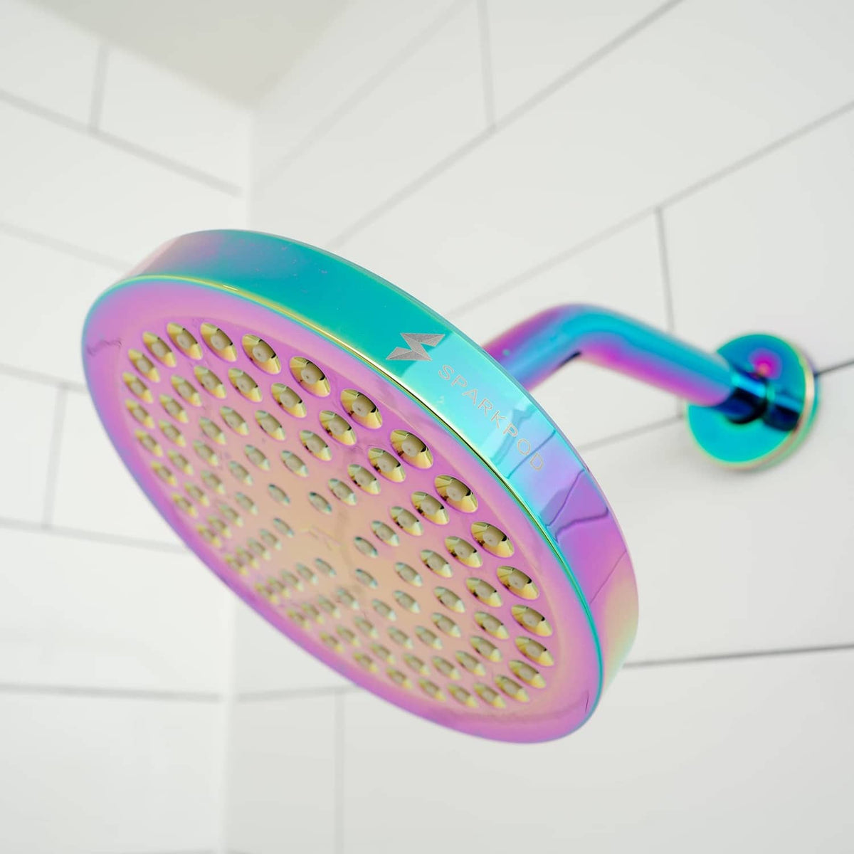 Rainbow wall-mounted 6-inch round rain shower head with perforated nozzle plate
