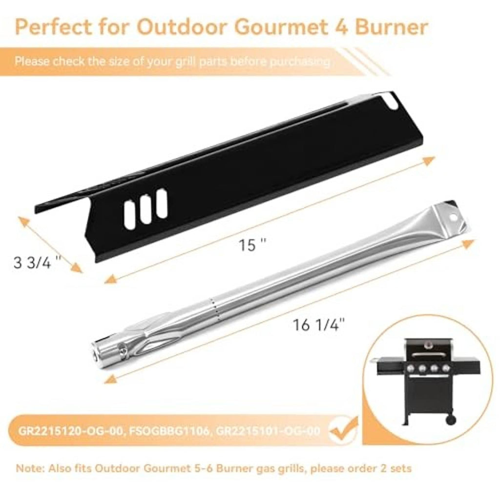 Black grill flavorizer bars with vent slots, 3 3/4 in and 15 in lengths